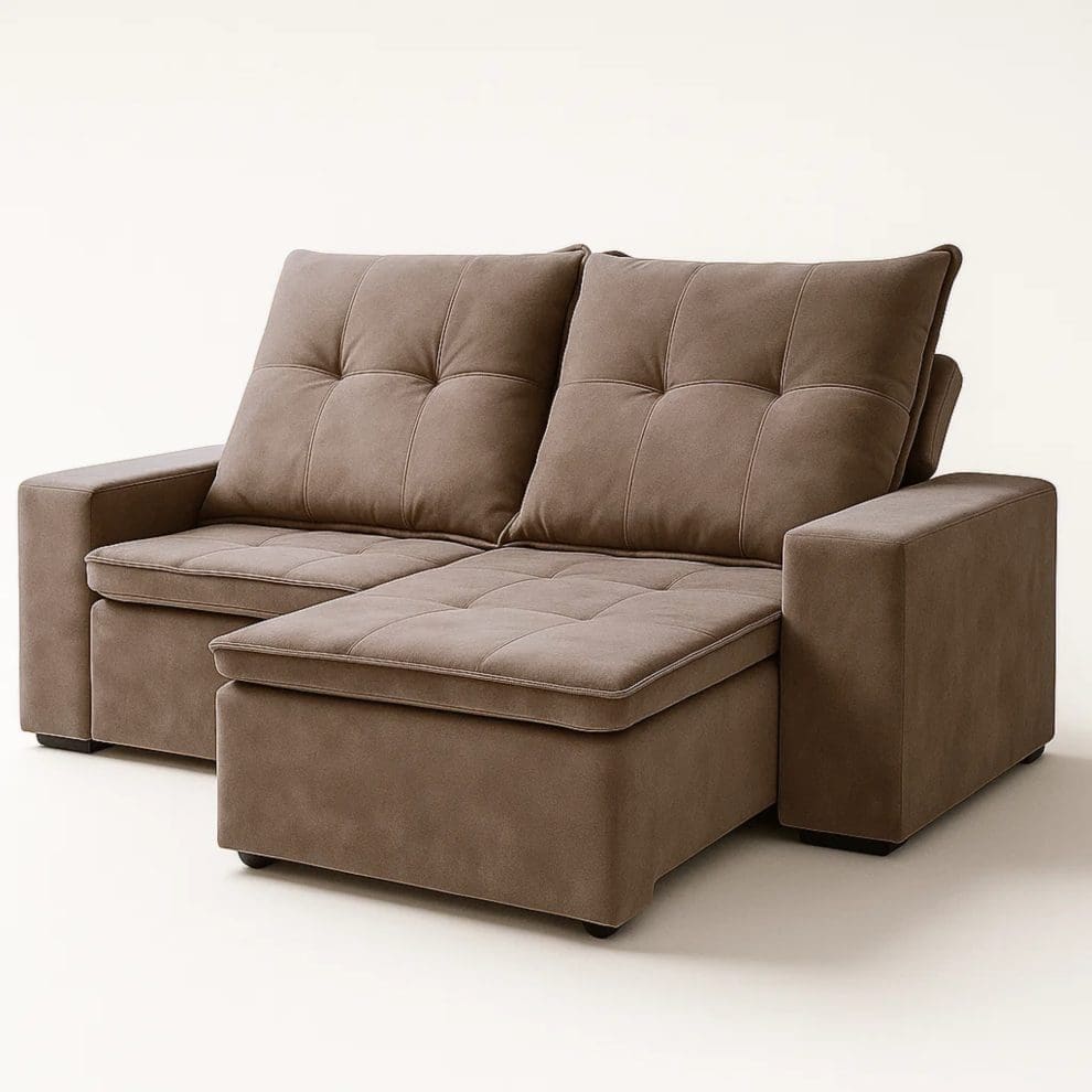 1 13 Sofá Retrátil e Reclinável 3 Lugares Sem Caixa Liverpool 180x150 – Veludo Luxo Marrom