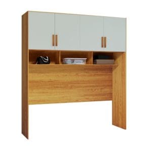 Módulo Aéreo Sonhare Casal Queen – Naturale/Off White, 100% MDF com Portas BP