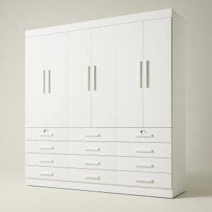 Guarda-Roupa Casal 6 Portas Austin Plus – 12 Gavetas – Estrutura MDF – Branco – 2,40 m