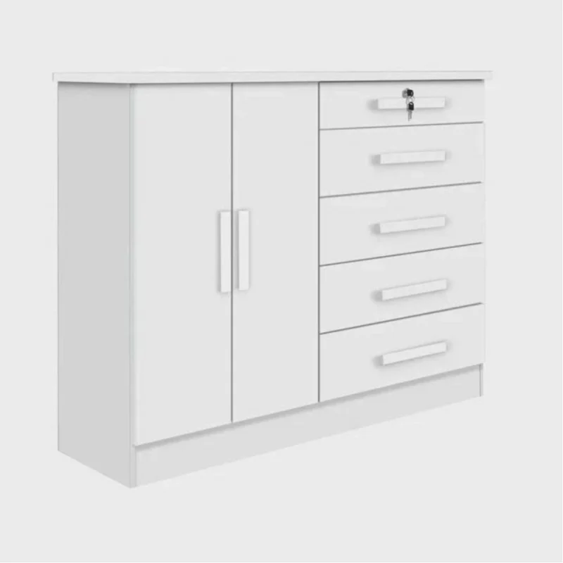 1333 GG Cmoda Columbus 33 Cômoda Columbus – 6 Gavetas – 100% MDF – 1,36 m de Largura x 1,10 m de Altura - Branco