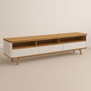 Rack Begonia 3 Gavetas – Off White/Nature – 260 cm