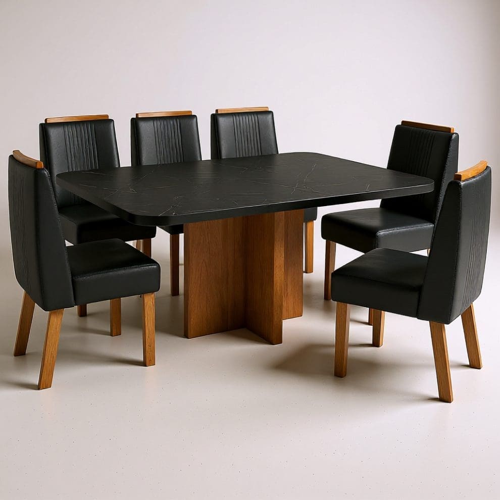 1756150509865 1987c512 1bd5 4a7e 95d2 1d4d0d2a3463 Mesa de jantar marmorizada Texas 180x90 com 6 cadeiras de couro preto