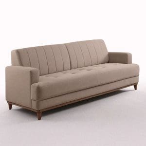 Sofá de 3 Lugares Roma 188 cm – Chenille Linho Areia, Espuma D33, Molas S e Encosto Desmontável