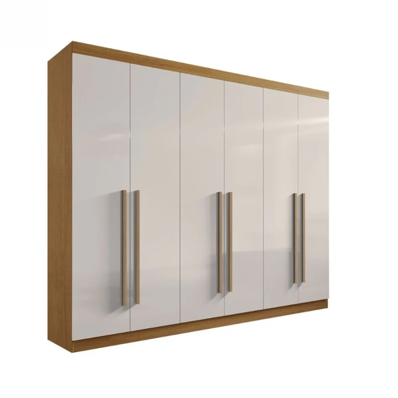 2 GG GuardaRoupa 6 Portas Da Vinci Plus 48 Guarda-Roupa Casal 6 Portas Da Vinci Plus – 6 Gavetas – 100% MDF – Cinamomo com Off White – 2,75 m