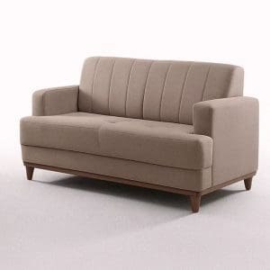 Sofá de 2 Lugares Roma 136 cm – Chenille Linho Areia, Espuma D33, Molas S e Encosto Desmontável