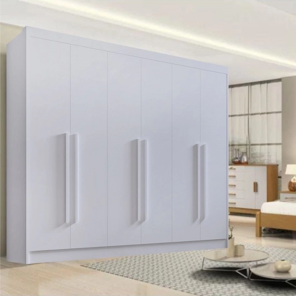 325 G Guardaroupa 6 portas 6 gavetas New Athos 43 Guarda-Roupa Casal 6 Portas New Athos – 6 Gavetas – 100% MDF – Sapateira – Branco – 2,78 m