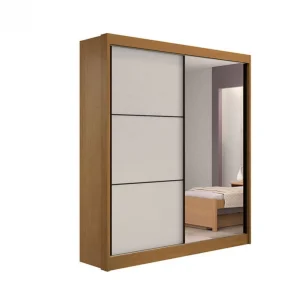 Guarda-Roupa Casal 2 Portas Athenas – 3 Gavetas – 100% MDF – Cinamomo com Off White – 1,85 m – Com Espelho