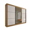 Guarda-Roupa Casal 3 Portas Los Angeles – 6 Gavetas – 100% MDF – Cinamomo com Off White – 2,73 m – Com Espelho