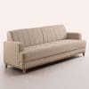 Sofá de 3 Lugares Roma 188 cm – Chenille Linho Bege, Espuma D33, Molas S e Encosto Desmontável