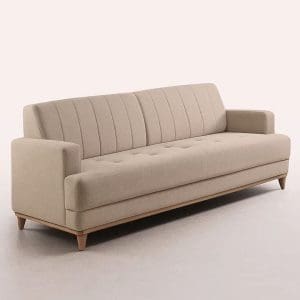 Sofá de 3 Lugares Roma 188 cm – Chenille Linho Bege, Espuma D33, Molas S e Encosto Desmontável