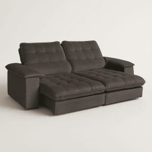 Sofá Retrátil e Reclinável Astro 2,90m – Molas Ensacadas e Espuma D33 – Veludo Luxo Marrom – Pillow Top 14cm