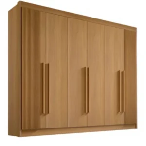 Guarda-Roupa Casal 6 Portas Columbus – 6 Gavetas – 100% MDF – Cinamomo – 2,78 m – Ripado – Sapateira