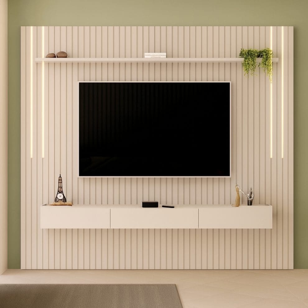 8c0a7ba4 5d0e 4e21 b343 87748133851c Home Suspenso Ripado Maggiore 223x240 cm – Bali, MDF 15 mm, Nicho Central e LED para TV até 65”