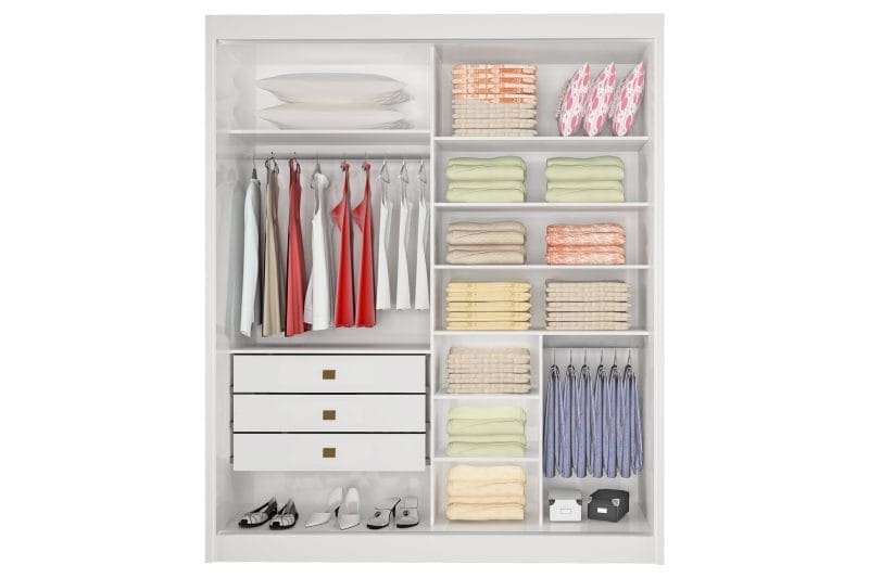 ATENAS ABERTO BRANCO scaled 1 Guarda-Roupa Casal 2 Portas Houston – 3 Gavetas – 100% MDF – Branco – 1,85 m – Com Espelho