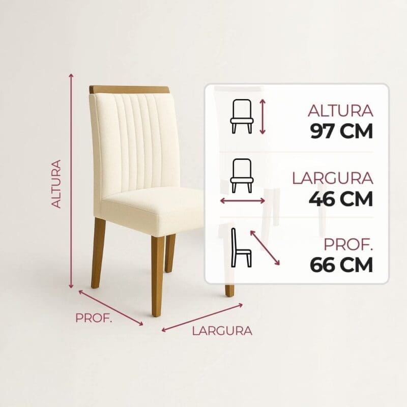 Cadeira Jaspe Lc. Boucle – Kit com 2 Cadeiras Kit com 2 Cadeiras Jaspe - Bouclé Branco - 100% MDF - Espuma D23 Selada