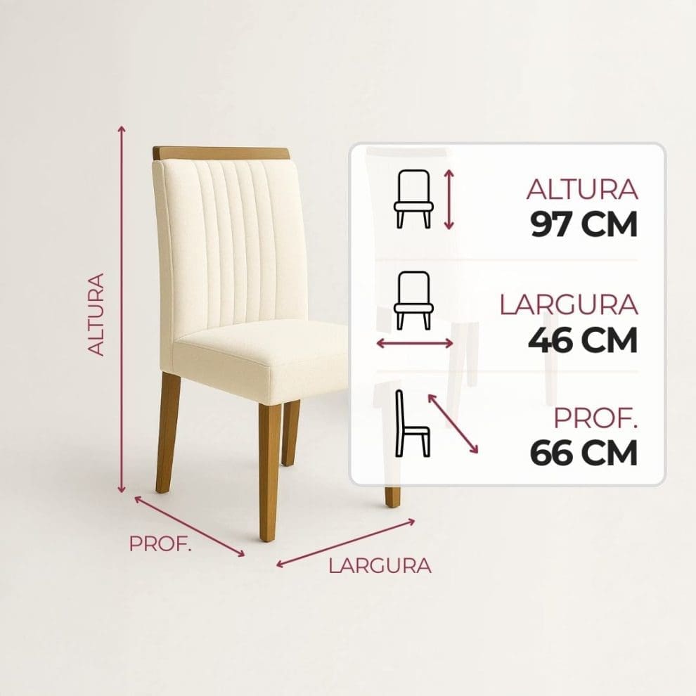 Cadeira Jaspe Lc. Boucle – Kit com 2 Cadeiras Kit com 2 Cadeiras Jaspe – Bouclé Branco – 100% MDF – Espuma D23 Selada