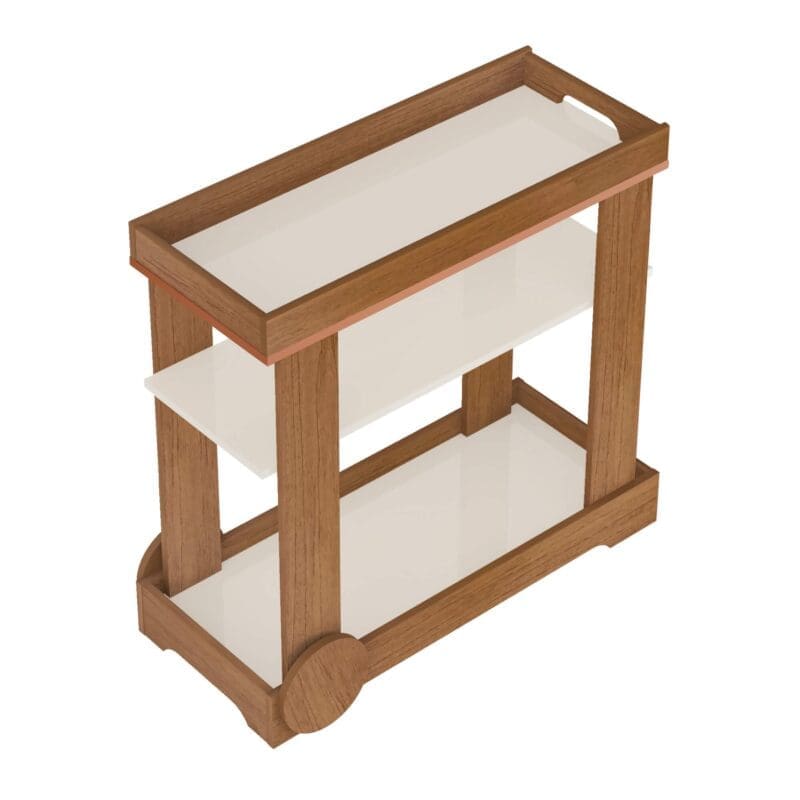 Carrinho bar Rose cinamomo com off 6 Carrinho Bar Vênus com Rodízios - 0.80m - Cinamomo/Off White