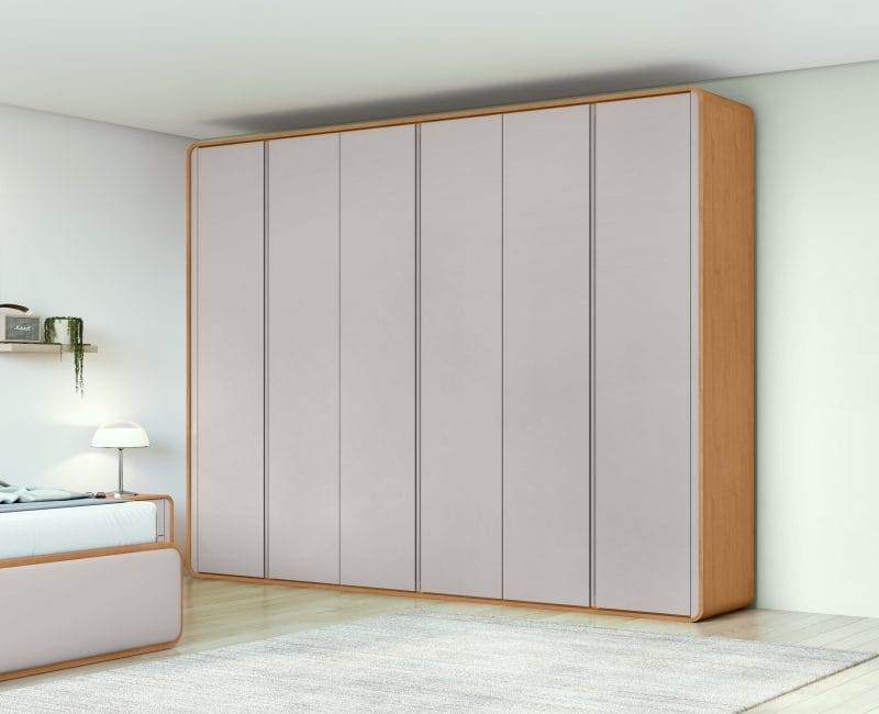 GR LOOP AC OW scaled Guarda-Roupa Casal 6 Portas Moderni – 6 Gavetas – 100% MDF – Amendoa – 2,70 m – Cantos Arredondados e Colunas Laterais Reforçadas