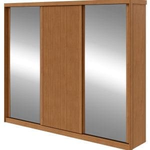 Guarda-Roupa Casal 3 Portas Paradizzo – 6 Gavetas – 100% MDF – Amendoa – 2,74 m – Portas Ripadas Dupla-Face