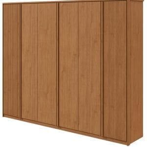 Guarda-Roupa Casal 6 Portas Geom – 6 Gavetas – 100% MDF – Ripado – Amendoa – 2,74 m – Interno com 11 Nichos e Molduras Arredondadas