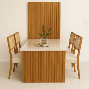 Mesa de Jantar com painel Colonia com 4 cadeiras com Telinha Colmeia