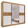 Guarda-Roupa Casal 3 Portas Las Vegas – 6 Gavetas – 100% MDF – Cinamomo com Off White ou Cinamomo (Flex) – 2,73 m – Com Espelho