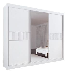 Guarda-Roupa Casal 3 Portas Las Vegas – 6 Gavetas – 100% MDF – Branco – 2,73 m – Com Espelho