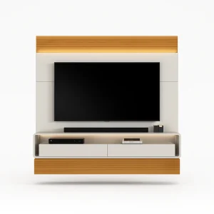 Home Suspenso Ollie 179 cm – Bali/Cedro com LED, Painel Ripado Canelado e Nicho Iluminado