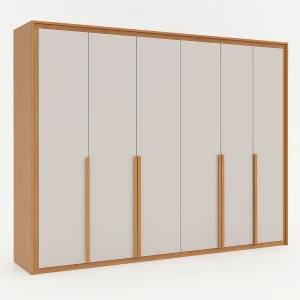 Guarda-Roupa Casal 6 Portas Virtus – 8 Gavetas – 100% MDF – Amendoa com Off White – 2,74 m