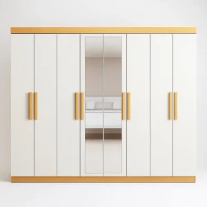 Guarda-Roupa Casal 8 Portas Bravo Easy Slim – 4 Gavetas – Amendoa com Off White – 2,36 m