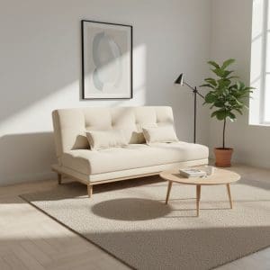 Sofá-Cama Madrid – Linho Bege Acinzentado – 1,82 m – Espuma D26