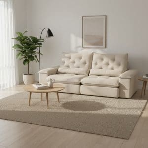 Sofá Retrátil e Reclinável Havana – 3 Lugares – Linho Cru – 230 cm – Espuma D33 e Molas Ensacadas