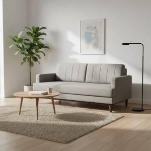 Sofá 3 Lugares Roma – Chenille Linho Cinza – 188 cm – Espuma D33 e Estrutura Reforçada