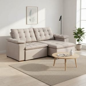 Sofá Retrátil e Reclinável Astreu - Linho  Creme - 200cm