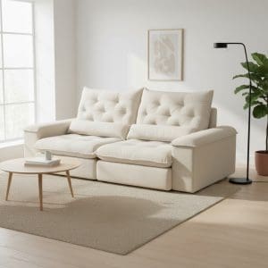 Sofá Retrátil e Reclinável Havana – Linho Cru – 250 cm