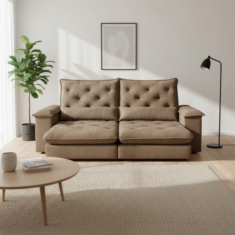 generated image 1761767782585 Sofá Rétratil e Reclinável Havana - Veludo luxo marrom - 290cm