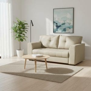 Sofá de 3 Lugares Dulce 188 cm – Tecido Jolie Bege, Espuma D28 Soft e Molas Zig Zag