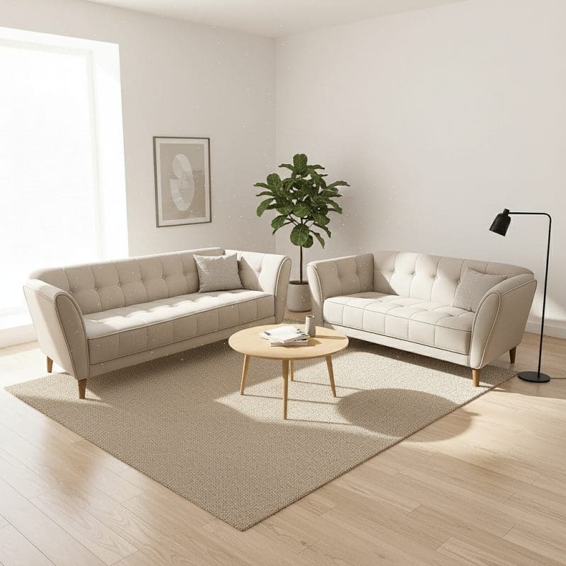 generated image 1762523155582 Conjunto de Sofá de Bologna 2 e 3 lugares Chenile Linho Creme