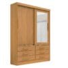 Guarda-Roupa Solteiro 2 Portas Tucson – 6 Gavetas – Estrutura MDF – Cinamomo – 1,35 m – Com Espelho