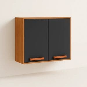 Armário de Cozinha Júpiter 2 Portas 80 cm – Cinamomo/Grafite, Estrutura em MDP e Pistão a Gás