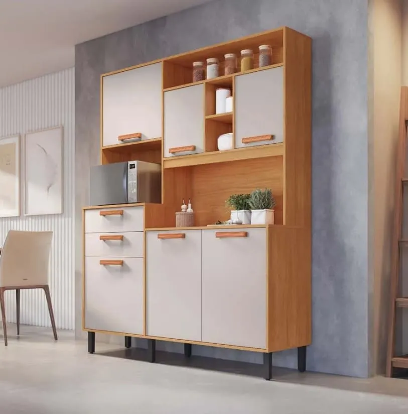 160958-1600-auto 160958 1600 auto Kit Cozinha Júpiter – 6 Portas e 2 Gavetas – 1,60 m – Cinamomo/Off White