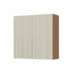 Armário de Cozinha Simone Mendes 80 cm – Carvalho/Greige, 100% MDF, Portas Ripadas e Slow Motion