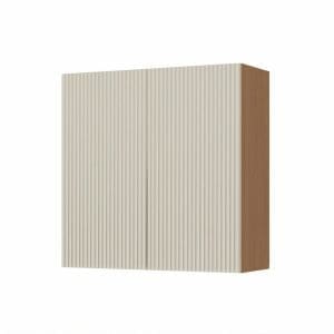 Armário de Cozinha Simone Mendes 80 cm – Carvalho/Greige, 100% MDF, Portas Ripadas e Slow Motion