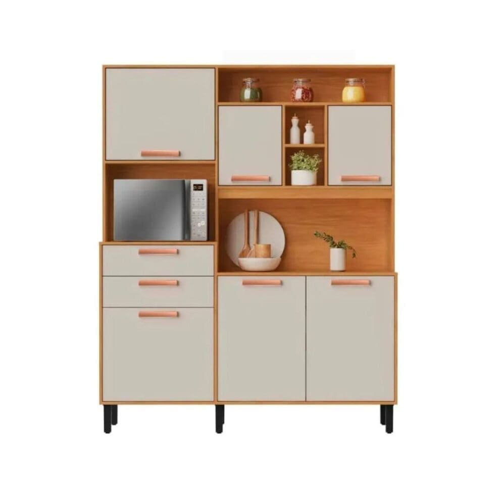Jupiter 2 Kit Cozinha Júpiter – 6 Portas e 2 Gavetas – 1,60 m – Cinamomo/Off White