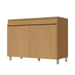Balcão Simone Mendes 120 cm – Carvalho/Linheiro, 2 Portas, 2 Gavetas e Tampo 30 mm em 100% MDF