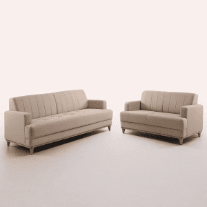 Conjunto de Sofá 2 e 3 Lugares Roma - Linho Bege