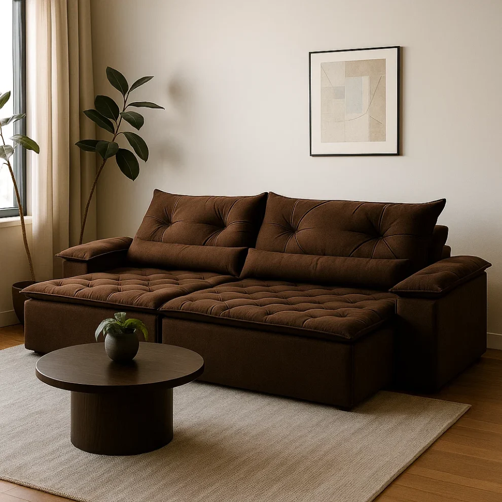 assets task 01jxdmra0tftwrg58fsdze657y 1749583483 img 1 Sofá Retrátil e Reclinável Âmbar 240 cm – Veludo Jolie Marrom, Pillow 15 cm e Estrutura de Madeira Reflorestada