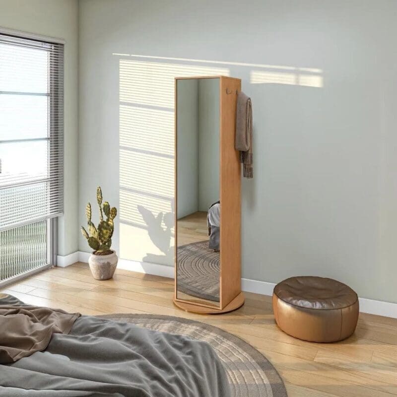 b38033cd d327 4a41 9a5c 740deb3731ad Sapateira Giratoria Com Espelho Milly 0.60m - Amendoa