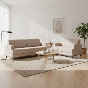 Conjunto de Sofá 2 e 3 Lugares Roma - Linho Areia