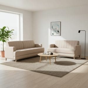 Conjunto de Sofá 2 e 3 Lugares Roma - Linho Bege